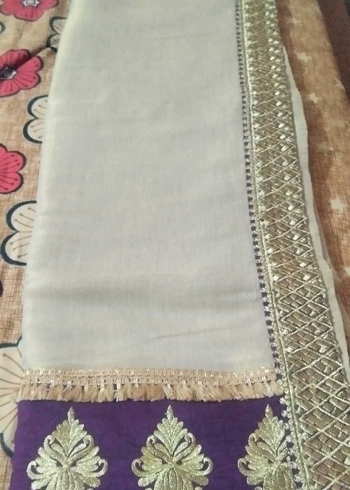 Elegant Golden Saree With Stritched Blouse