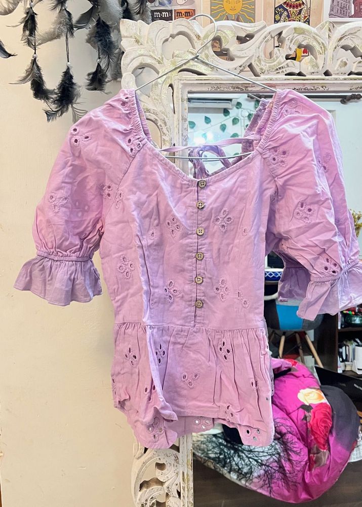 Cute Lavender Eyelet Top
