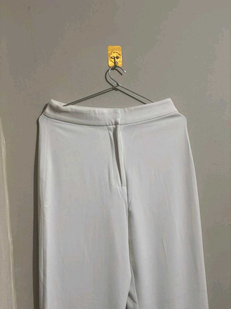 Elegant White Wide-Leg Trousers