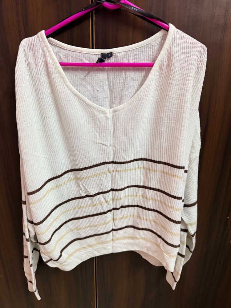 Striped Long Sleeve knitted Top