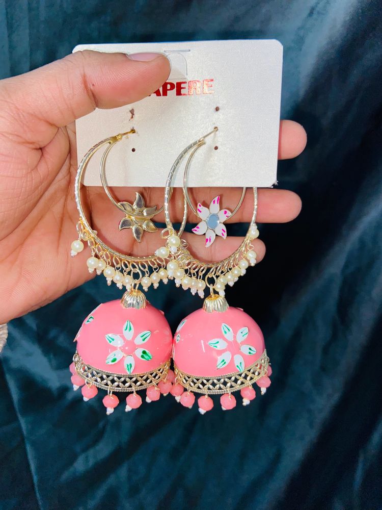 Pink Jhumka Earrings