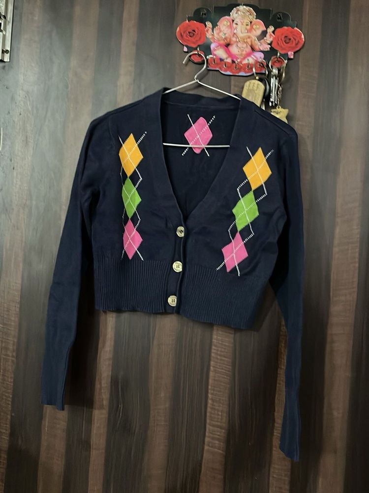 Argyle Pattern Cardigan light faded