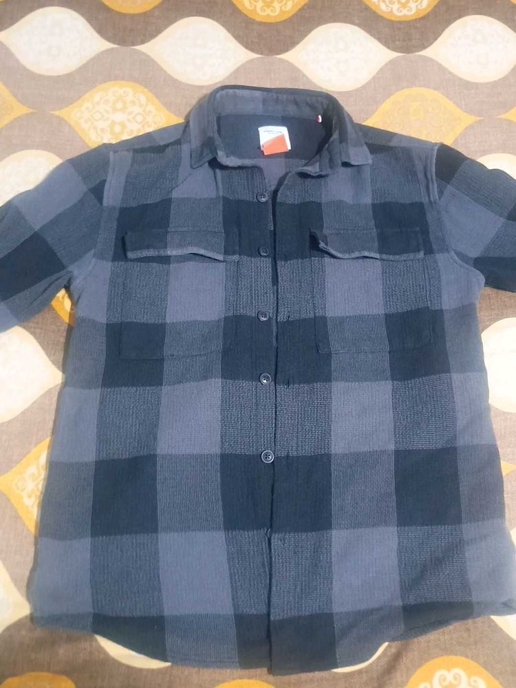 Black &amp; Grey Plaid Flannel Shirt