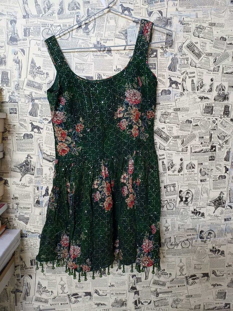 Women Partywear Shiny Sharara Dress