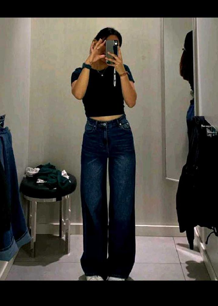 Wide Leg Denim Jeans