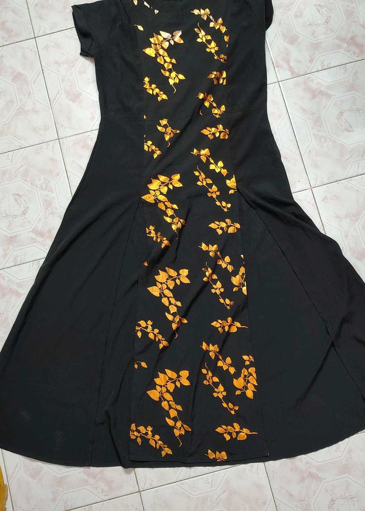 Floral Black Kurta