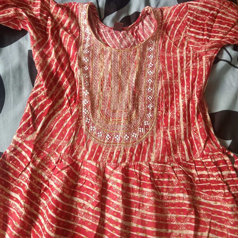 Red Striped Kurta