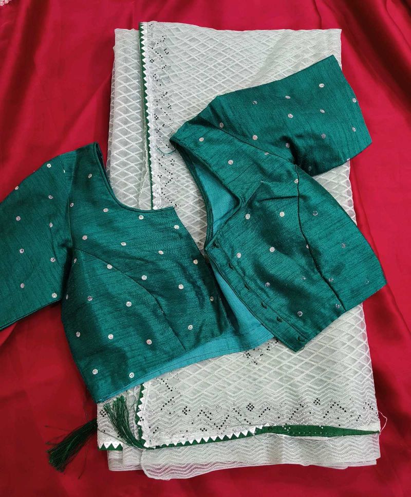 Elegant mint Green Saree with blouse