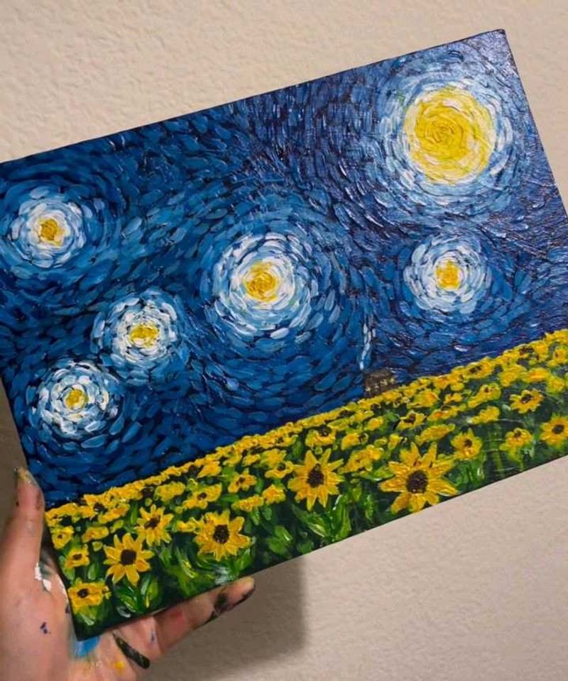 Starry Night Scene And Sunflower