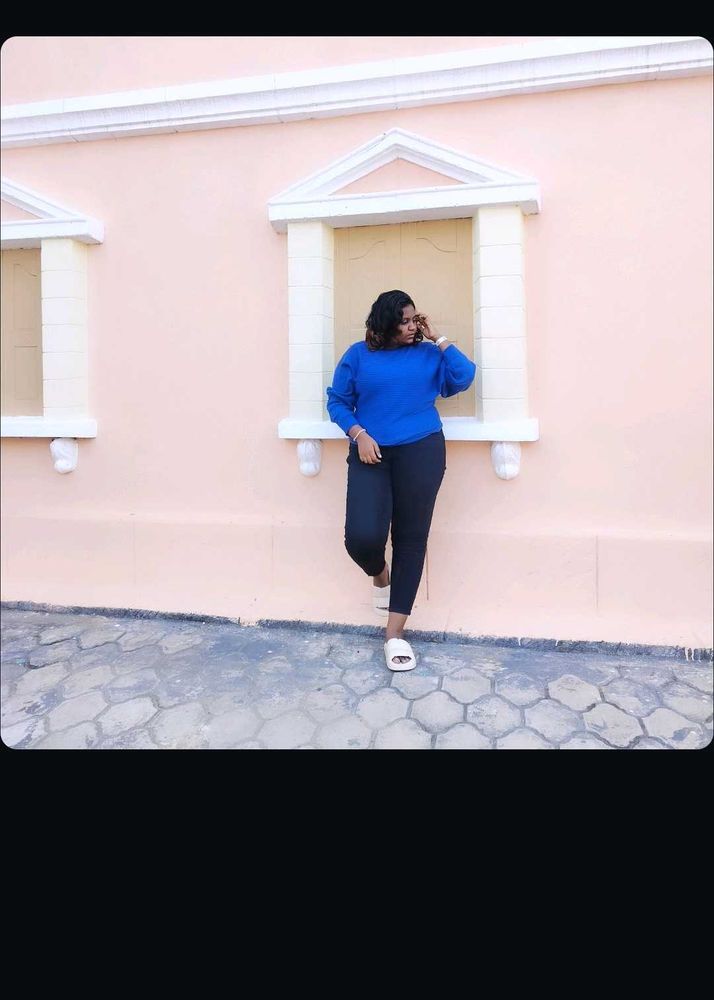 Blue Pullover &amp; Black Pants