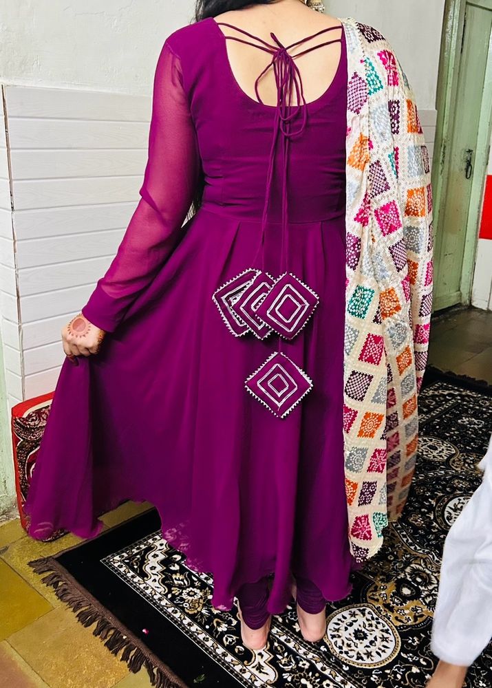 Beautiful Wine Amrella Long Gown