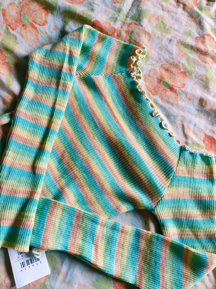 Striped Long Sleeve Crop Top