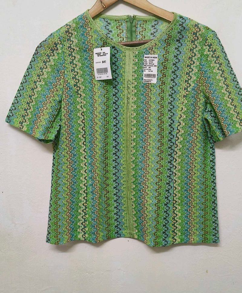 Trendy New Vintage Green Patterned Top