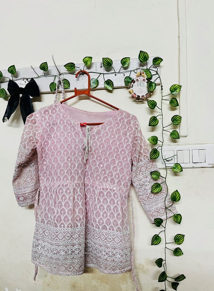 Pink Embroidered Kurta