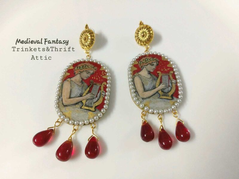Handmade Medieval Style Clay earrings