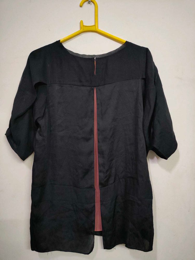 Black Linen Blend Top
