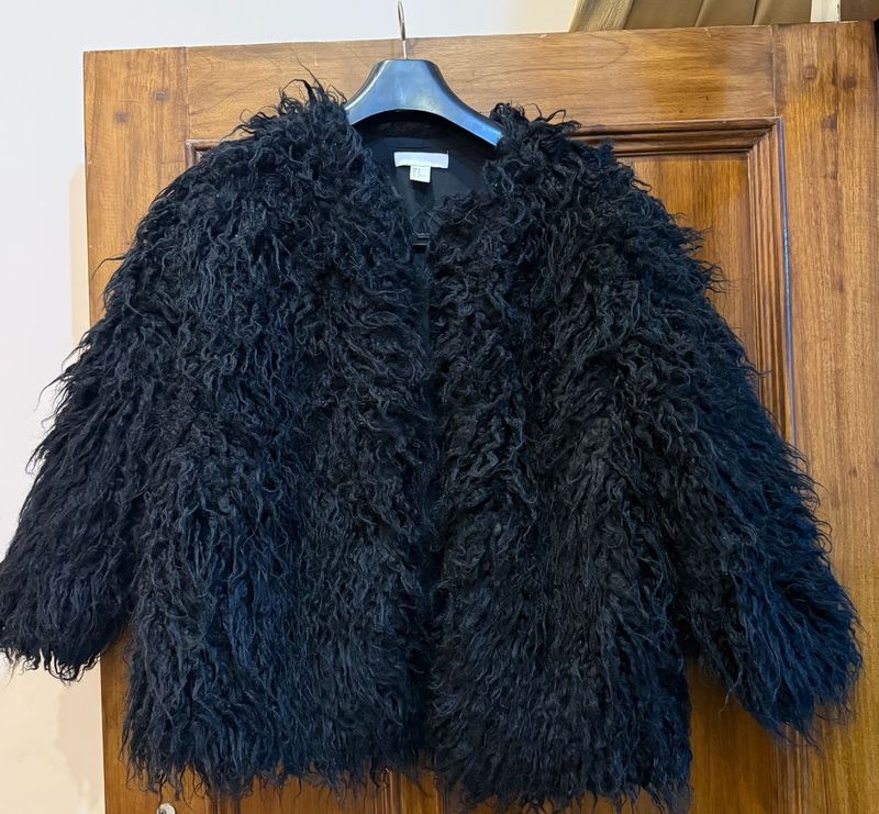 H&amp;M Stylish Black Shaggy Jacket
