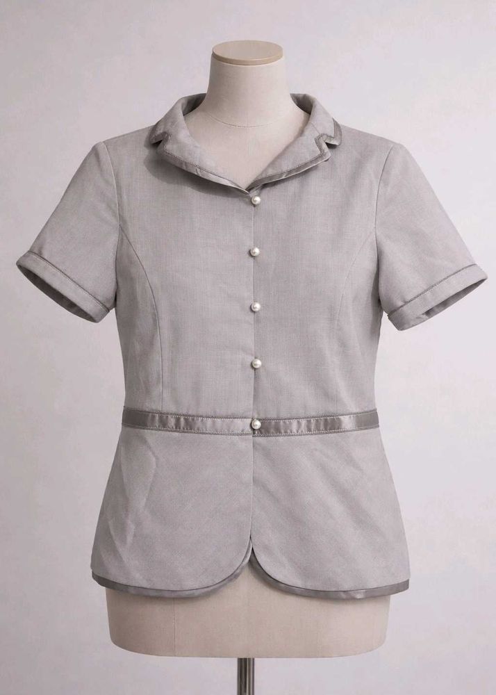 Elegant Grey Peplum Top