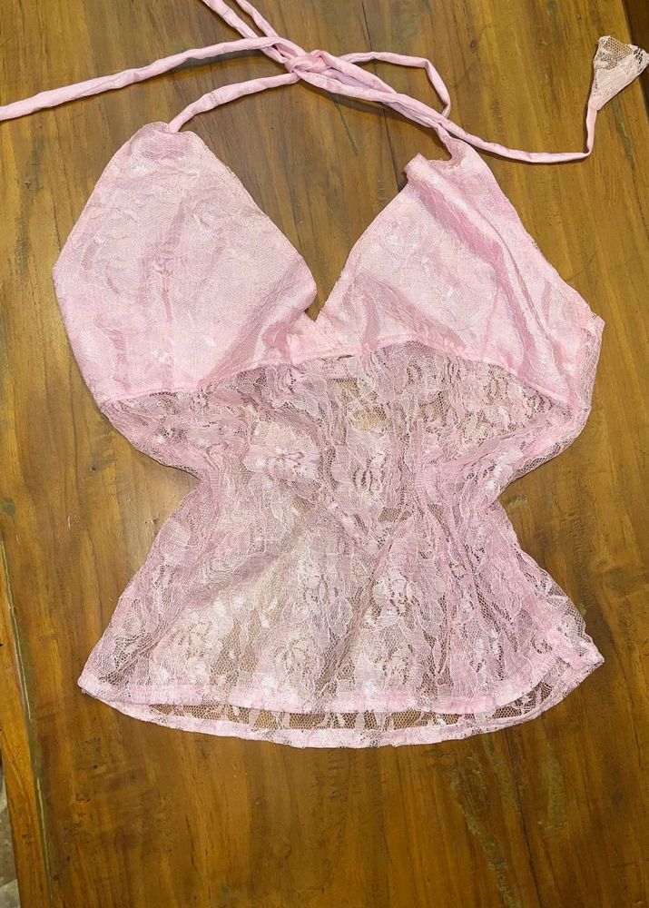 Pink Lace Halter Top