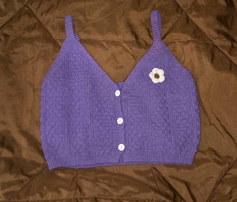 Soft Knit Lavender Crop | Y2K Aesthetic
