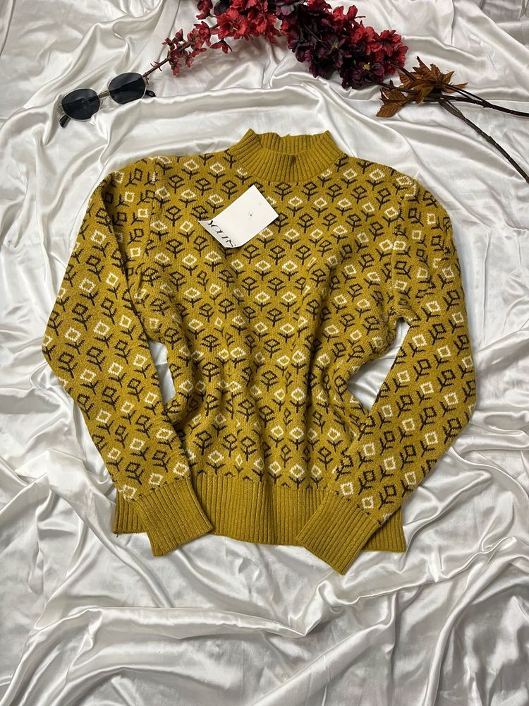 Mustard patterned Knit Sweater