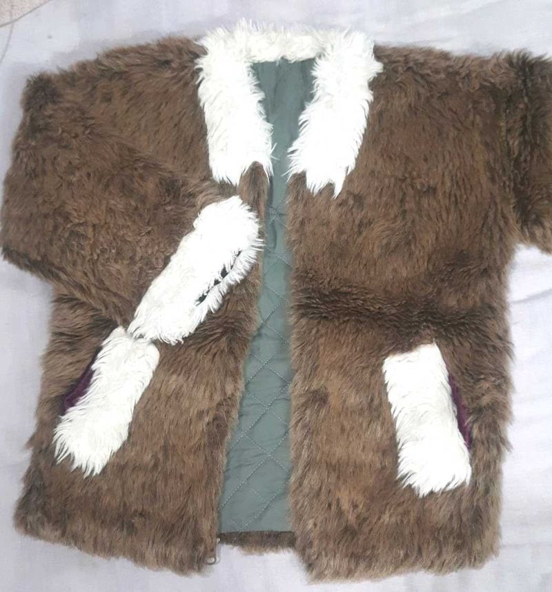 Brown Faux Fur woolen Coat