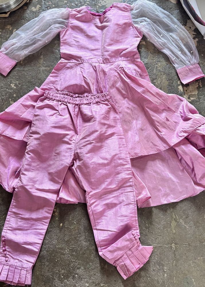 Girls Pink Dress &amp; Pant Set