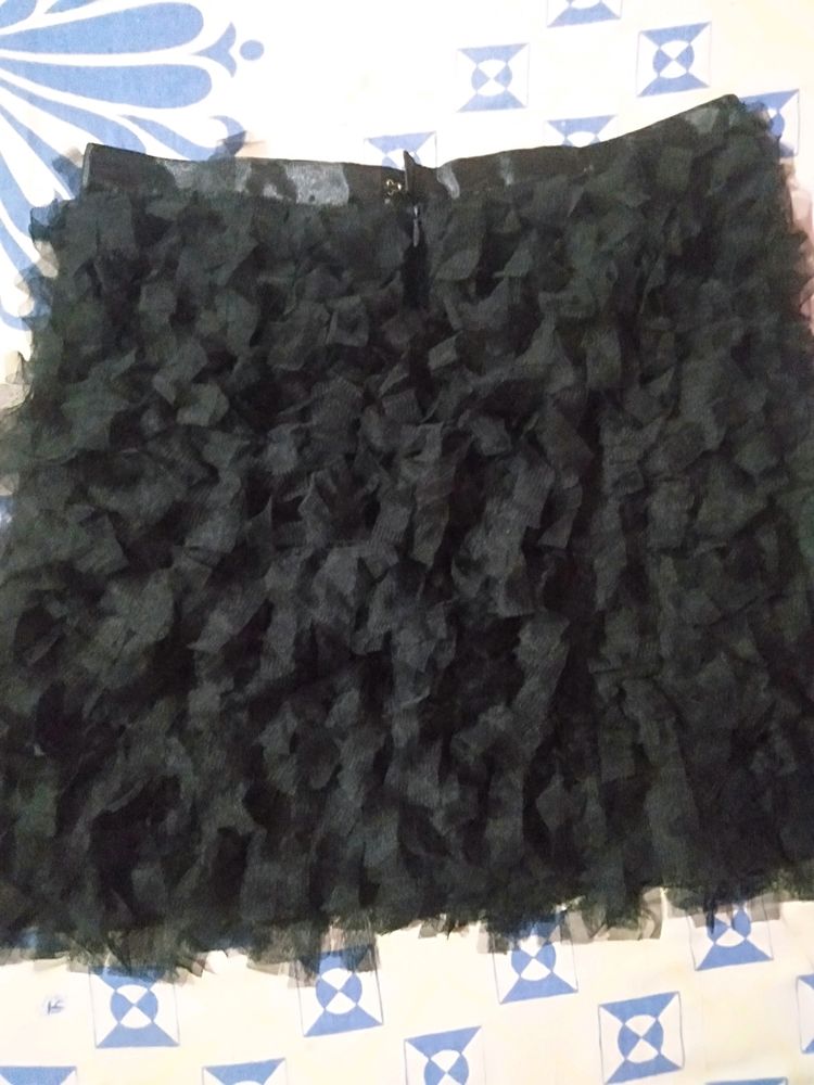 Black Ruffle Mini Skirt