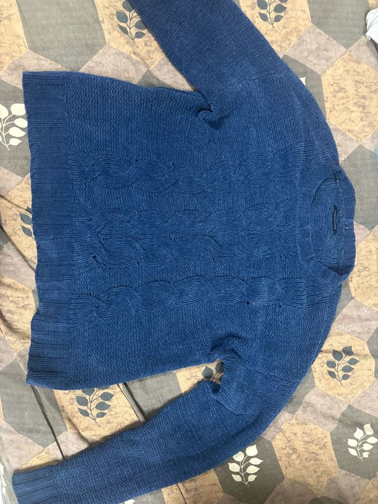 Blue Cable Knit Sweater