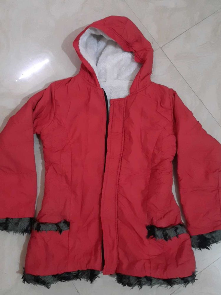 Red Hooded Kids Jacket