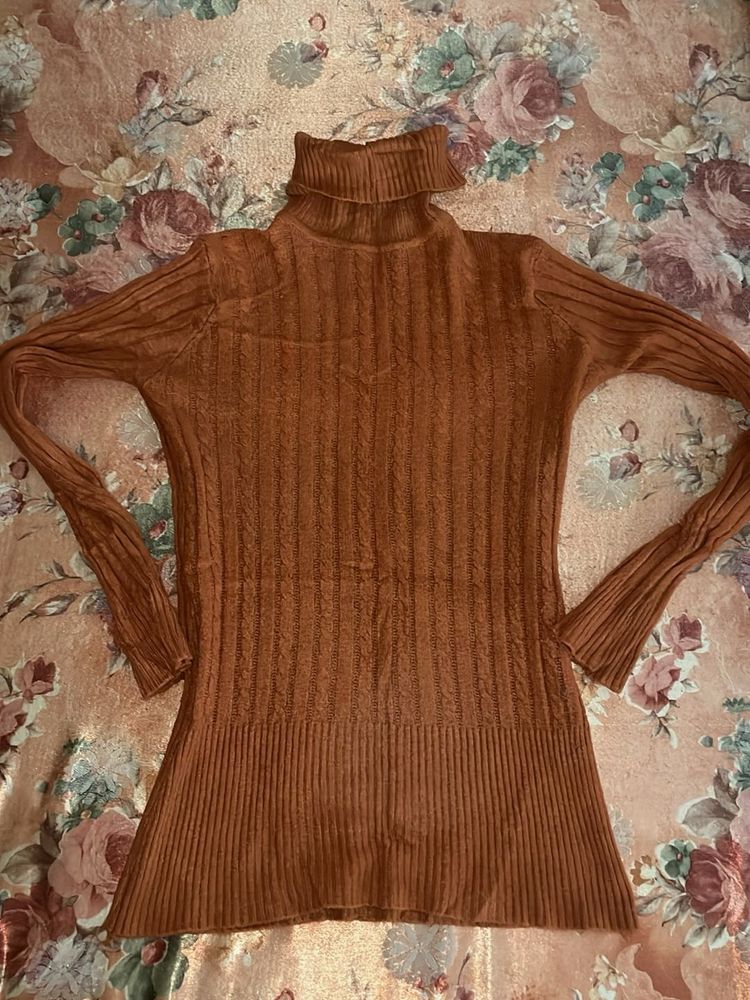 Brown Turtleneck Top