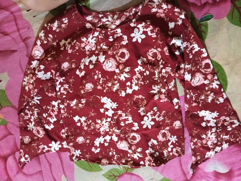 Maroon Floral Top