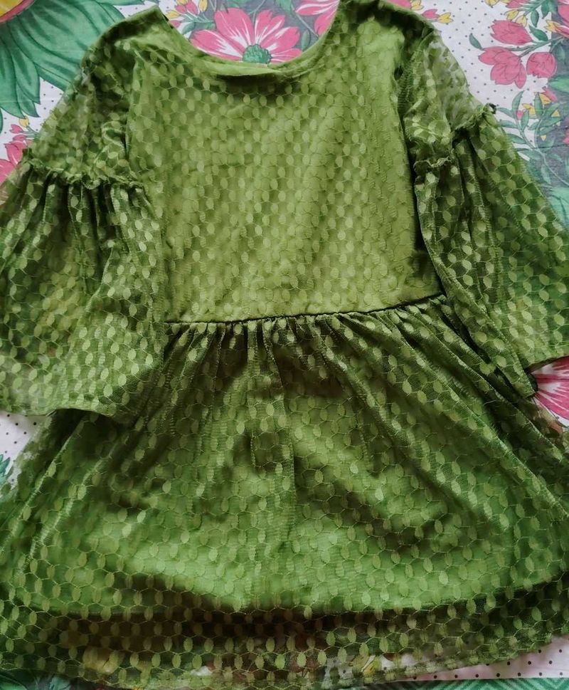 Green Bell Sleeve Top