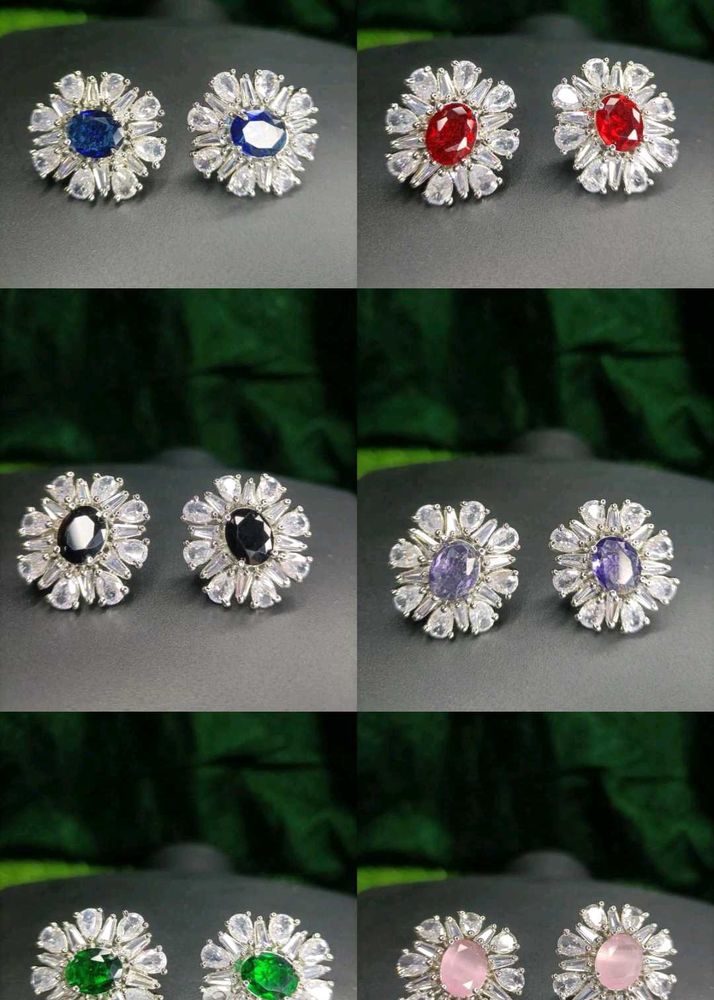 Colorful Gemstone Stud Earrings