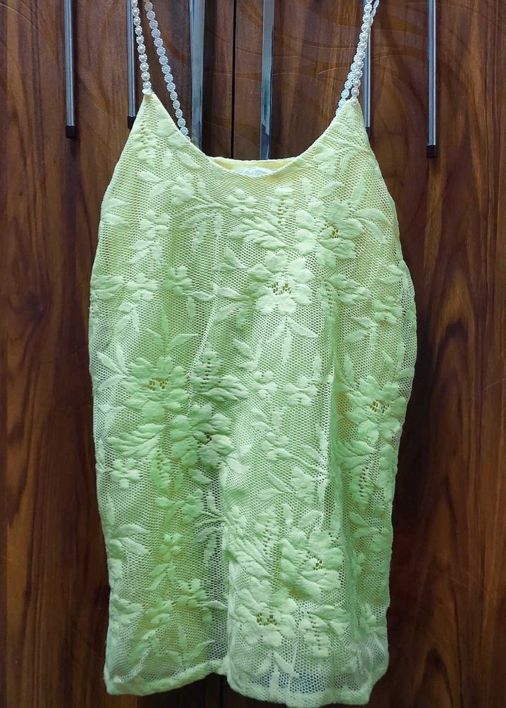 Yellow Floral Lace Cami Top