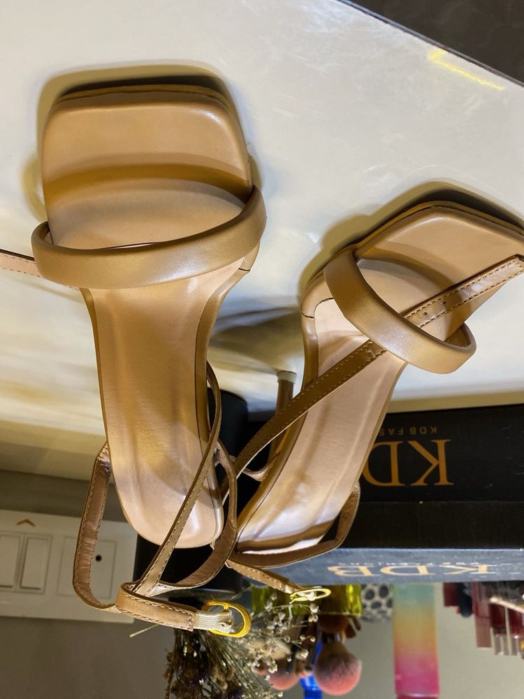 Nude Ankle Strap Heels