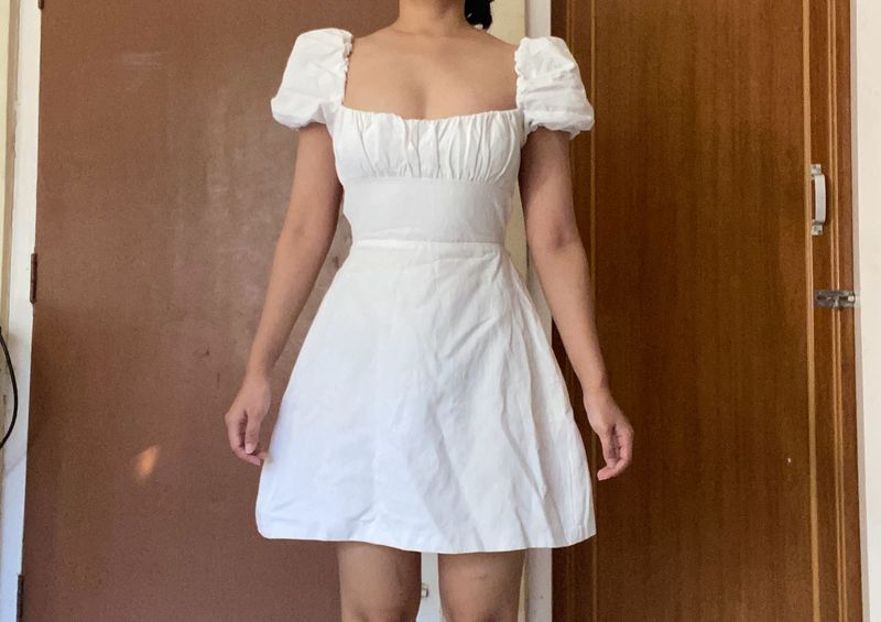 White Back-tie Dress