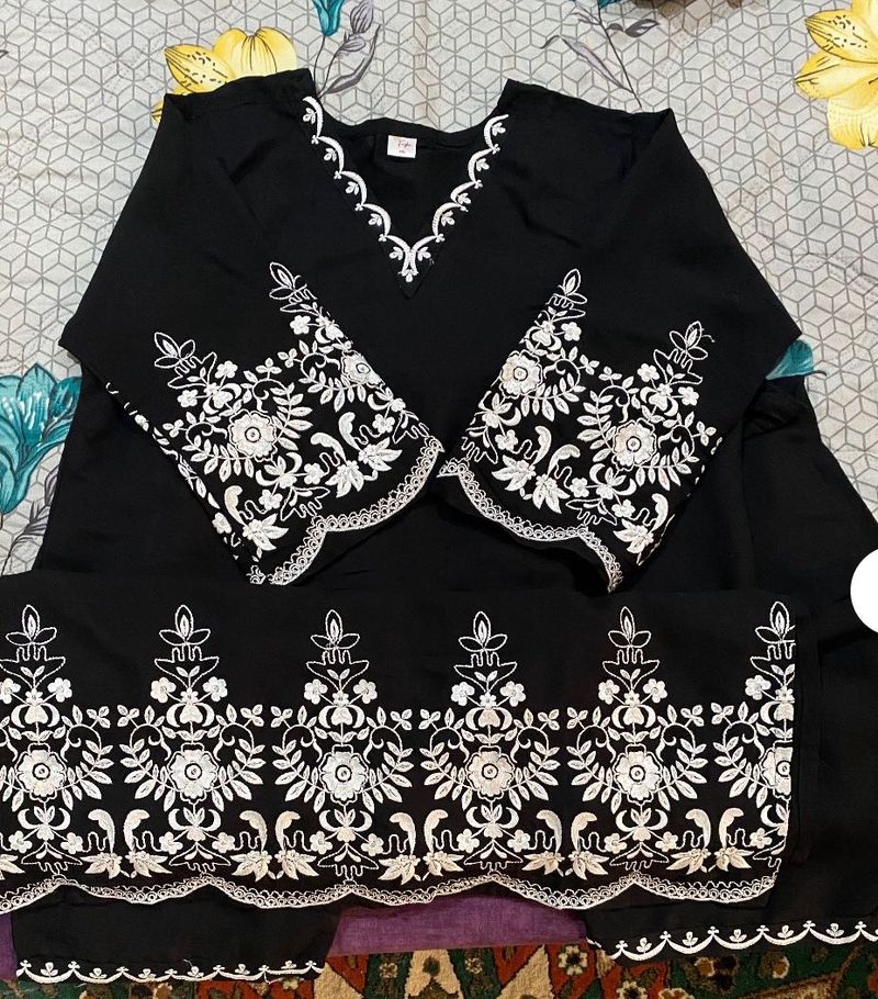 black embroidery kurta set