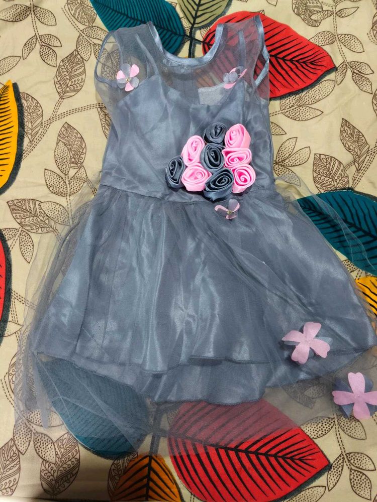 Gray Flower Girl Dress
