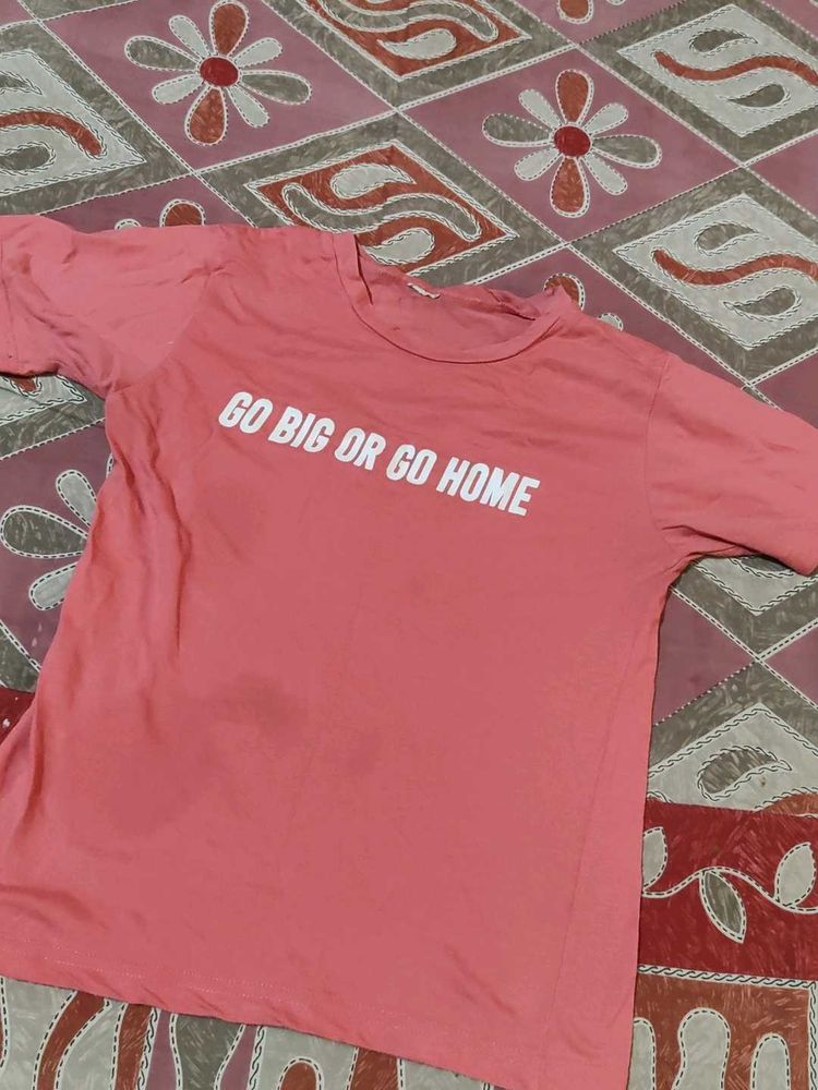 Trendy Peach Slogan Tee - diwali sale