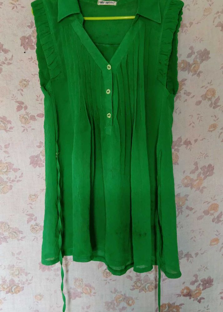 Green Sleeveless Top