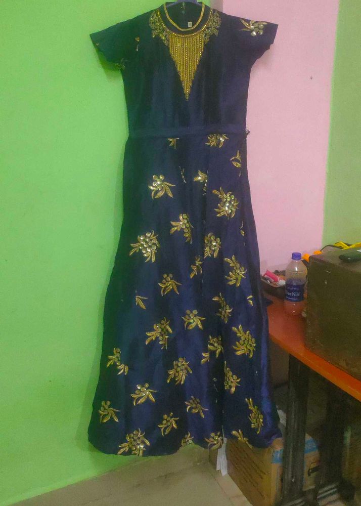 Elegant Embellished Navy Gown