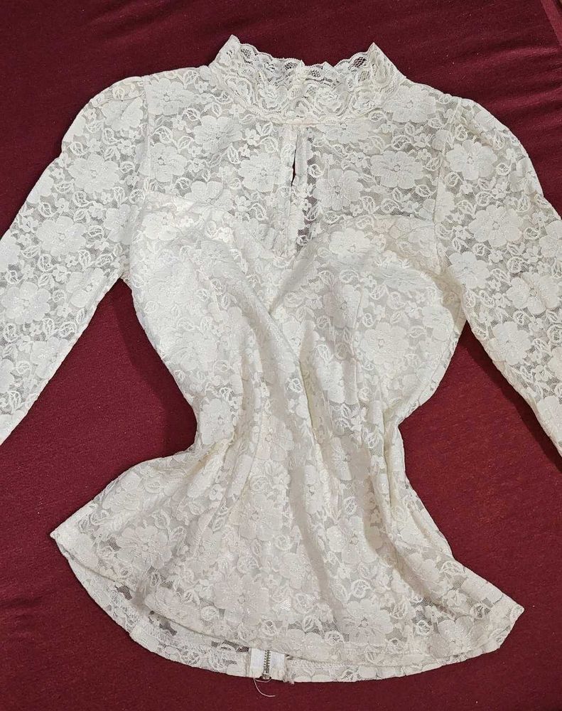 Elegant padded White Lace top