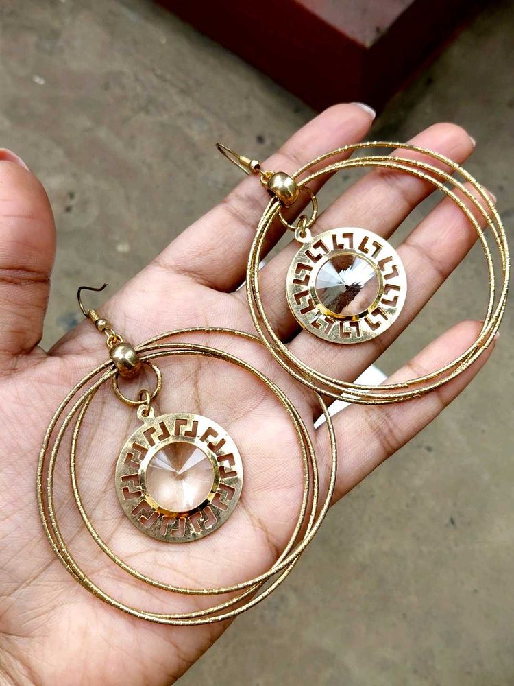 Silver Bangle Bracelet And Earring set