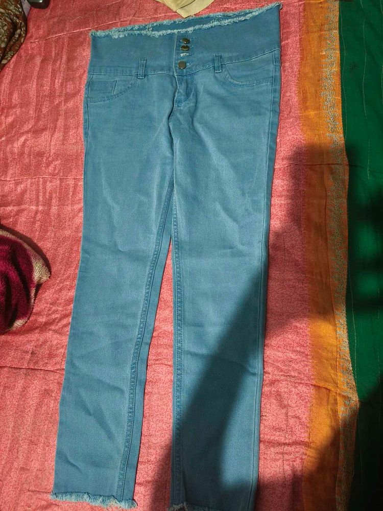 Blue High-Waisted Jeans