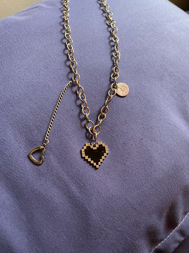 Pixel Heart Charm Necklace