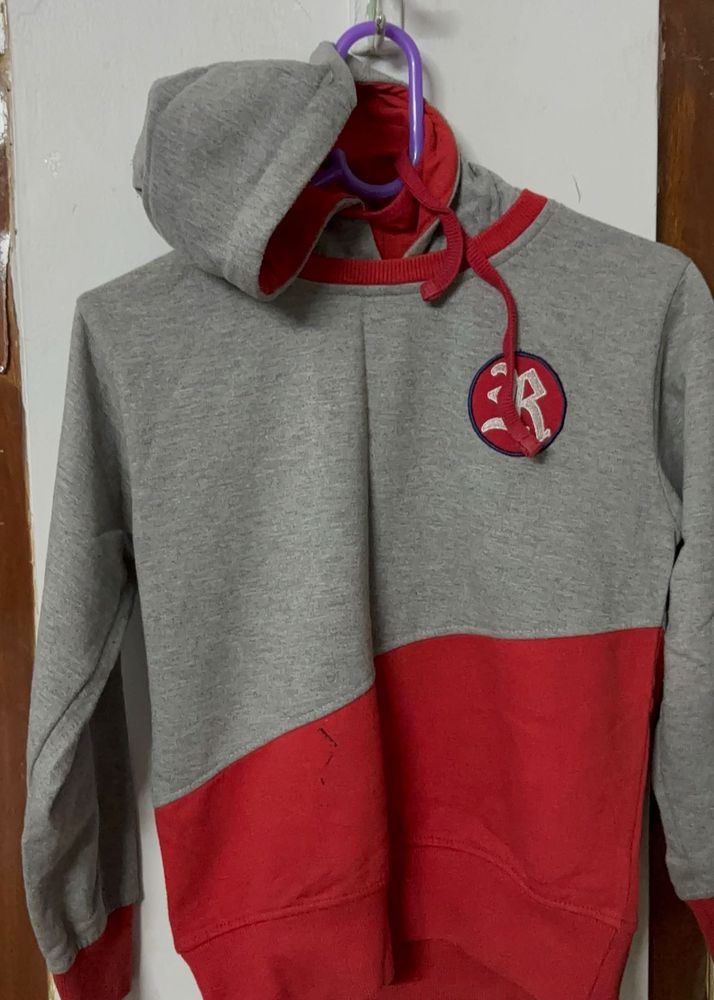 Boys Red &amp; Grey Hoodie