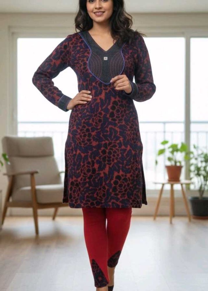 Woolen Red Kurta Set