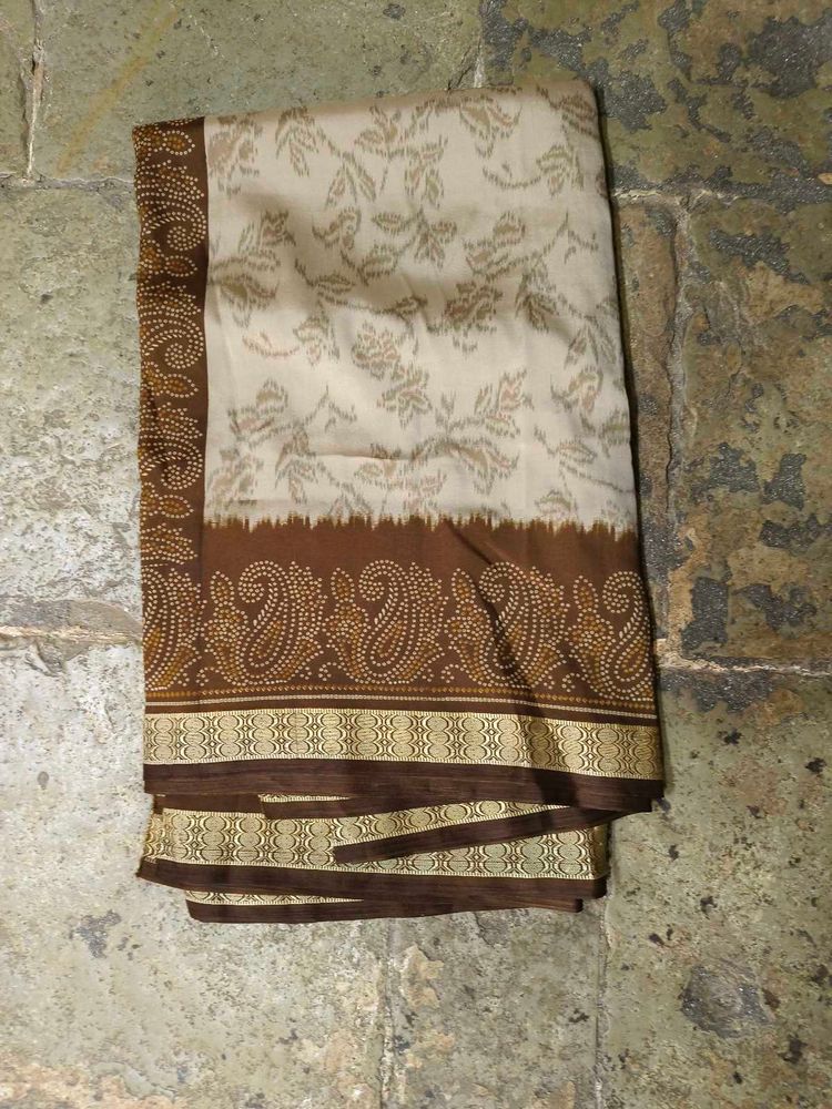 Elegant Brown &amp; Beige Saree