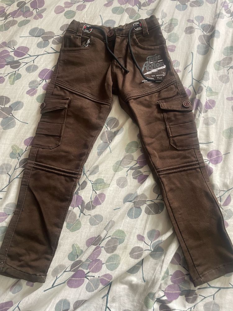 Kids Brown Cargo Pants